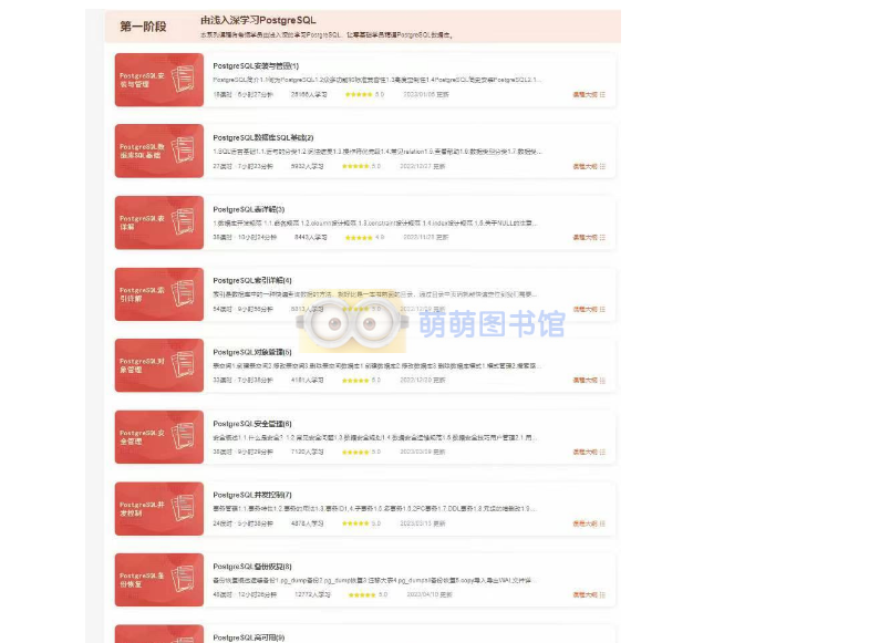 PostgreSQL DBA实战视频教程，构建坚实的PostgreSQL数据库管理与应用能力-萌萌家图书馆