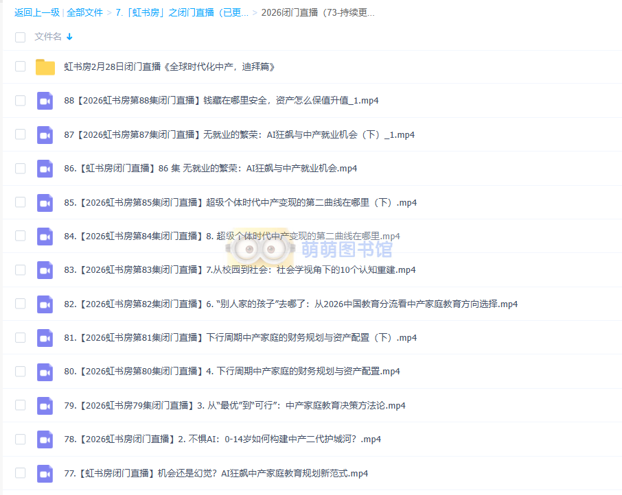 2026年朱虹教授虹书房闭门直播学年课88节课程视频- 百度网盘 – 下载-萌萌家图书馆